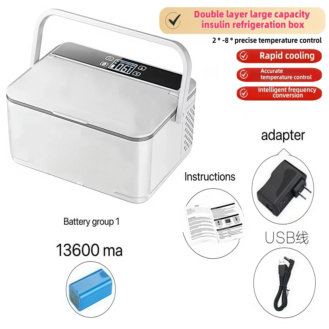 

Insulin medicine refrigerated box, business travel medicine constant temperature storage double-layer large capacity insulated b