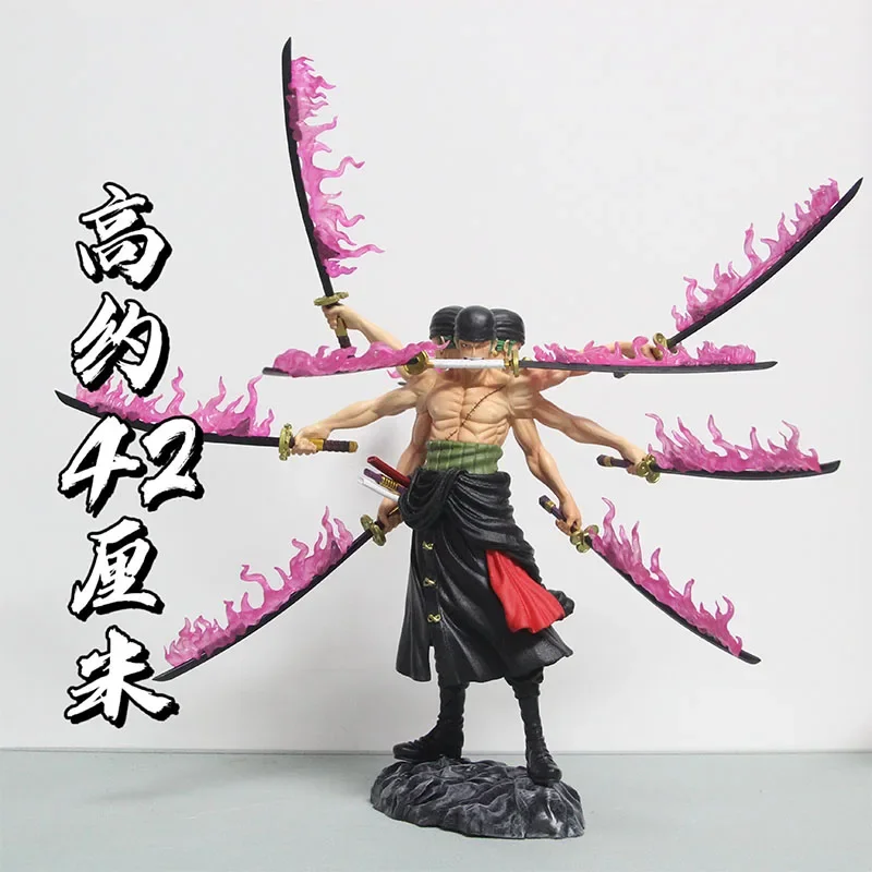 New Anime One Piece Action Figure 27cm Three Knife Flow Zoro 40cm Three Heads And Six Arms Asura Zoro Statue Pvc Model Toy Gift