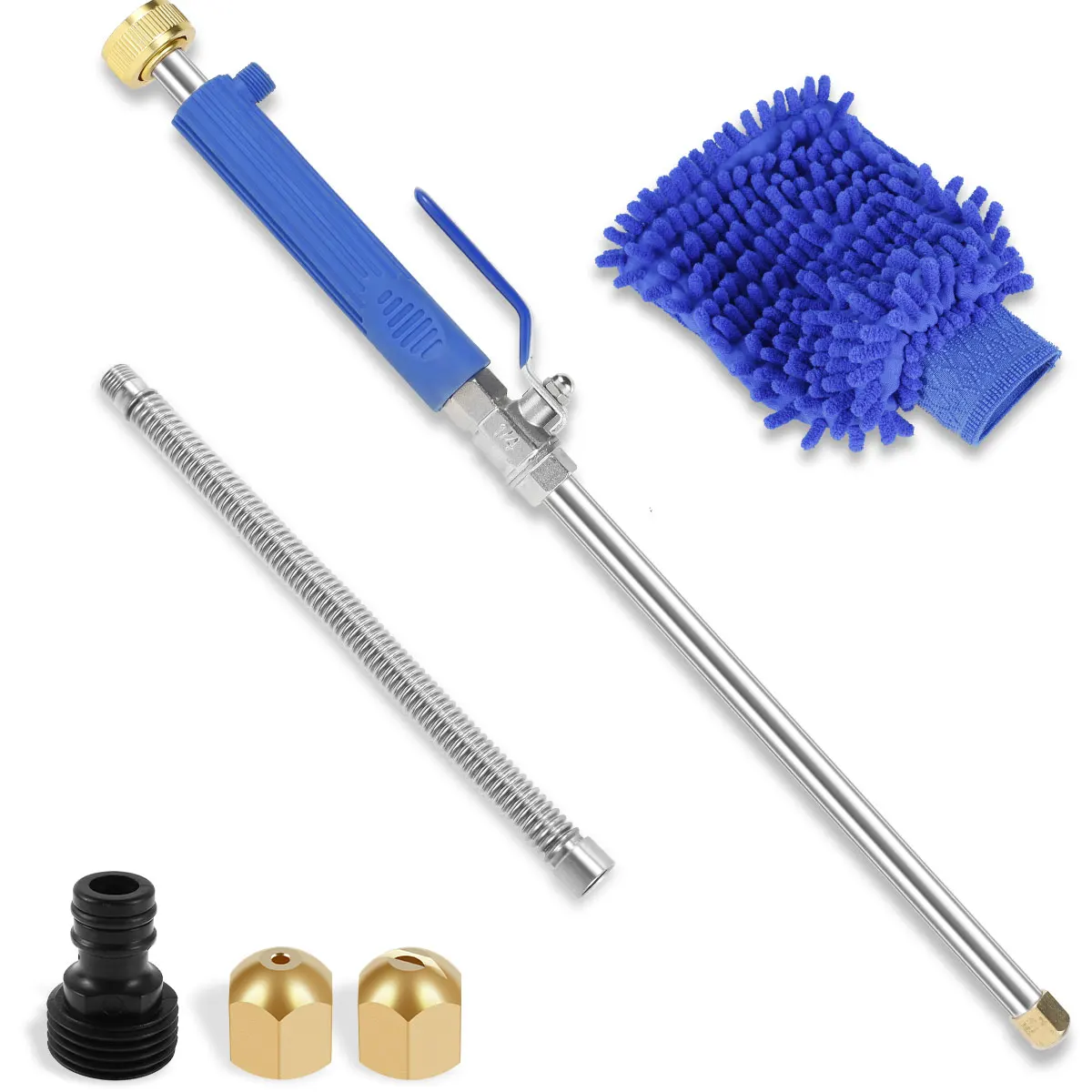 Jet Nozzle Power Washer Portable High Pressure Washer Wand with 2 Nozzles Metal Watering Spraying Tool Car Cleaning Washing Wand