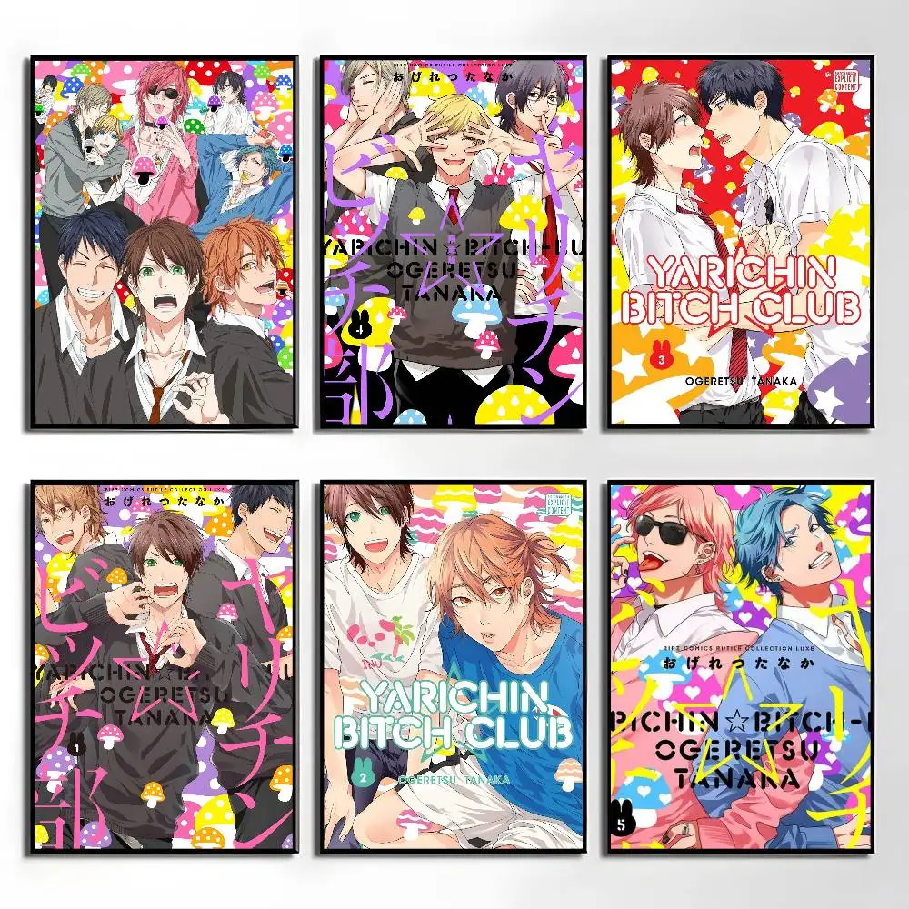 1 Stück Anime Y-Yarichin-Bitch Club Poster Aufkleber Druck Wasserfeste Wandkunst für Wohnzimmer Schlafzimmer Heimdekoration