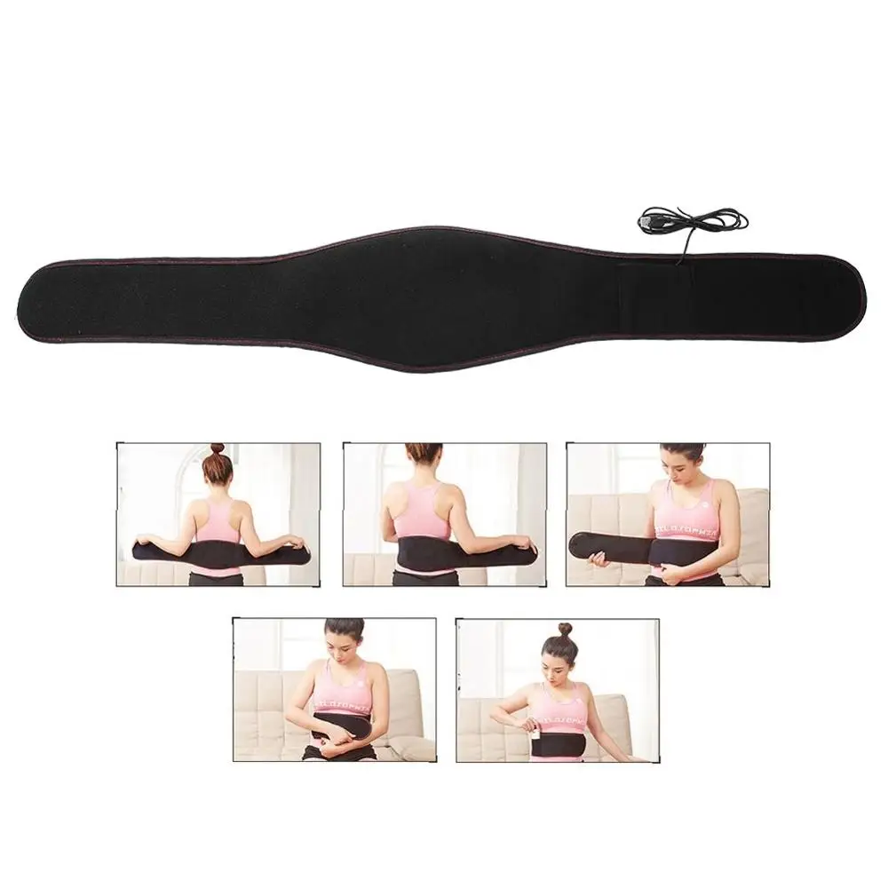 Unisex USB Fever Belt Massage Hot Compress Relieves Waist Muscle Fatigue Promotes Blood Circulation Tourmaline Belt Back Support