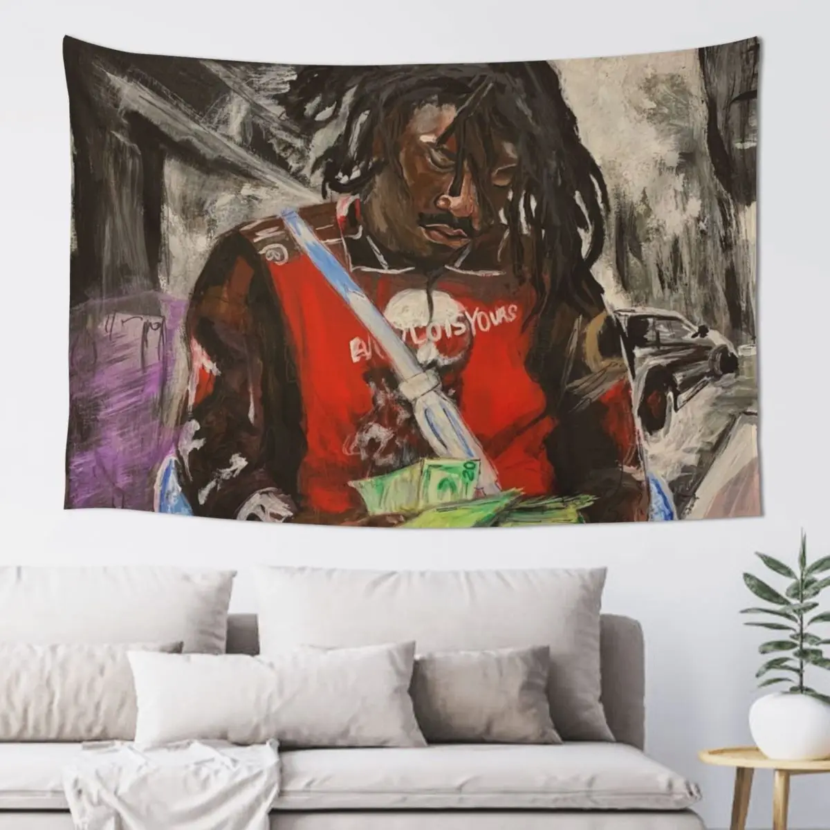 

lucki,days b4 3,album,poster,cover,painting,fan art,rap,rapper,dope,print,shirt,hiphop,deadboy,life,music,lyrics,graffi Tapestry