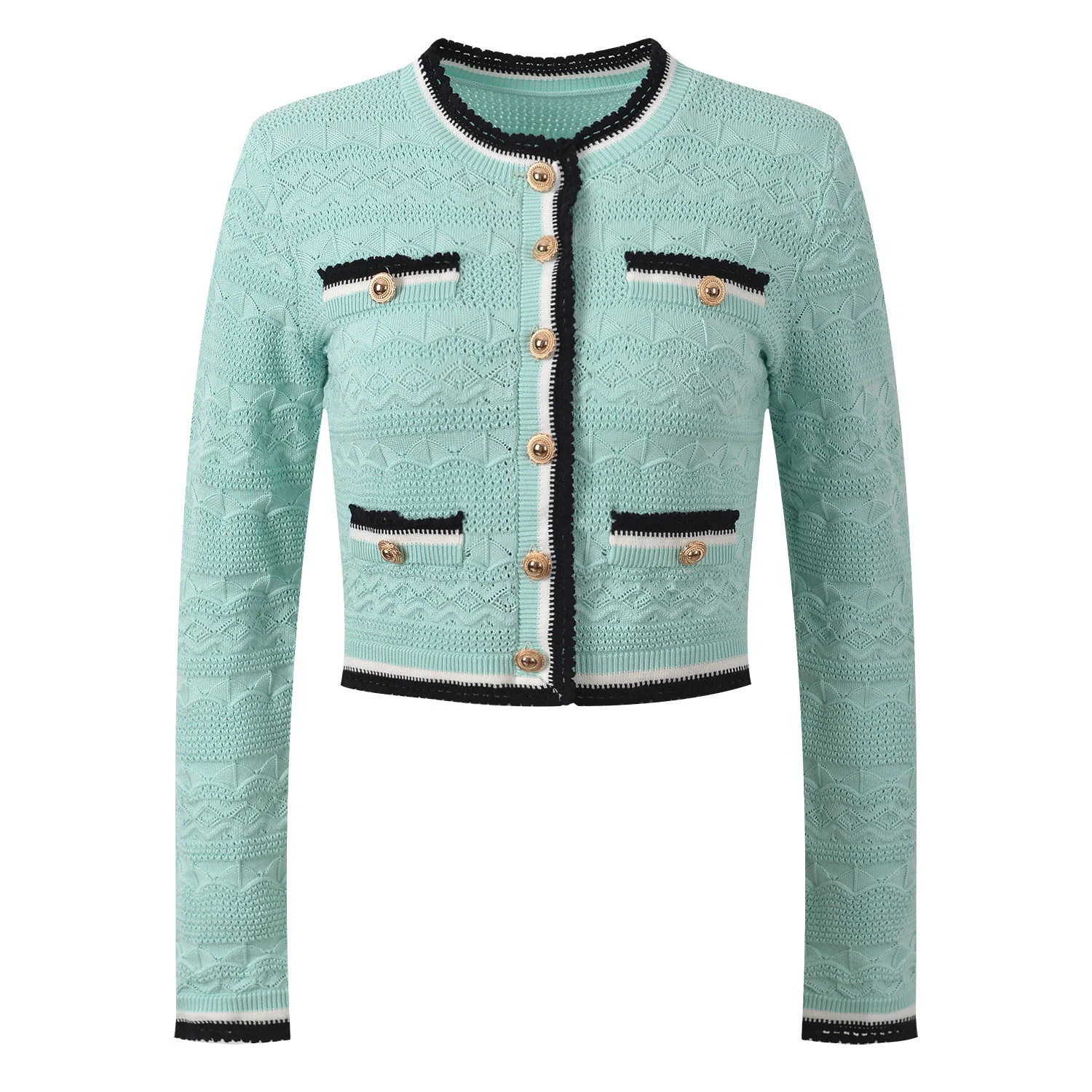 ZJYT Autumn New Women's Cardigan Sweaters Long Sleeve Knitted Tops 2026 Designer Fashion Green Jumper Mini Skirts Sweet Party - view 3
