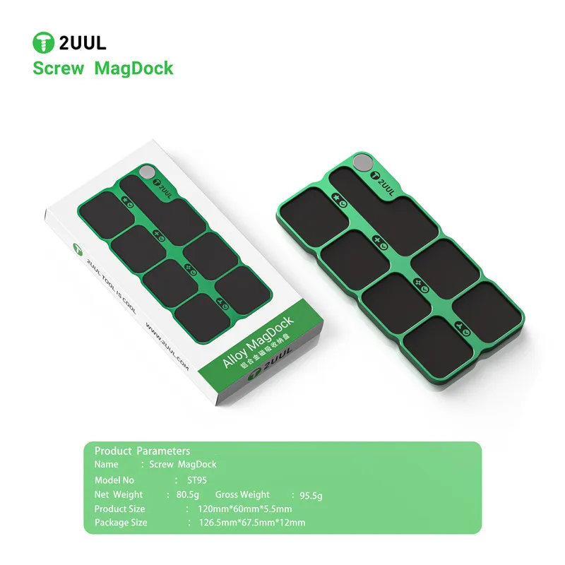 

2UUL ST95 магнитный лоток для хранения винтов из алюминиевого сплава для мобильного телефона, компьютера, планшета, ремонт отверток, намагничивающий инструмент