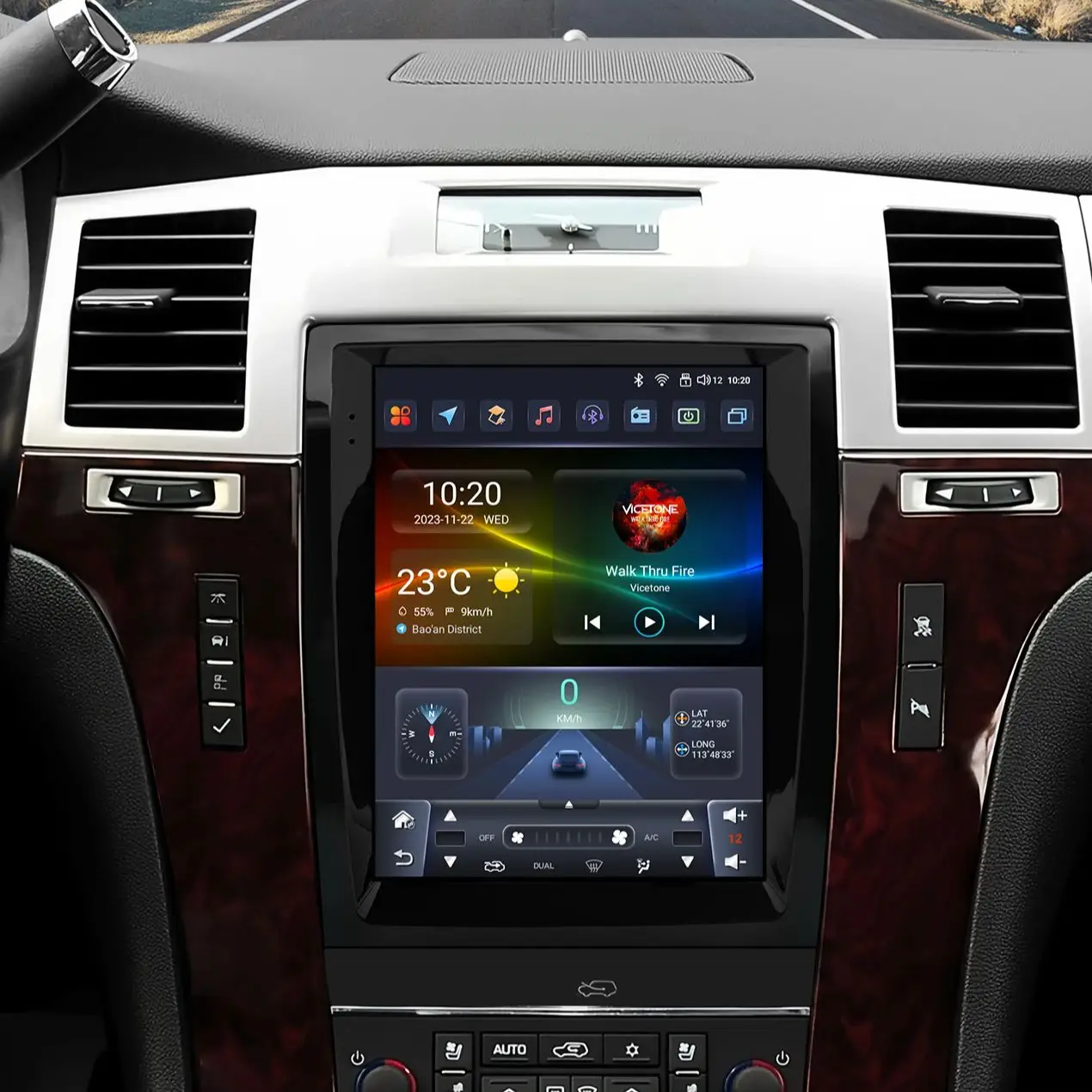 Hizpo 9,7" Carplay Android Autoradio für Cadillac Escalade/SLS 2007-2014 für Tesla Style Vertikaler Bildschirm GPS 4G BT 360Cam 7862