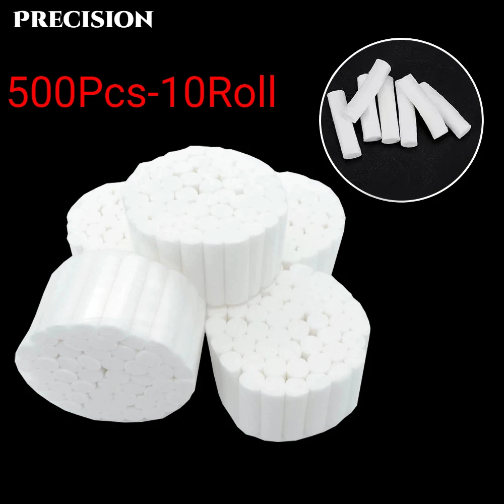 

500pcs Disposable Dental Cotton Dental Medical Surgical Cotton Rolls Tooth Gem Cotton Roll Dentist Supplies Teeth Whitening