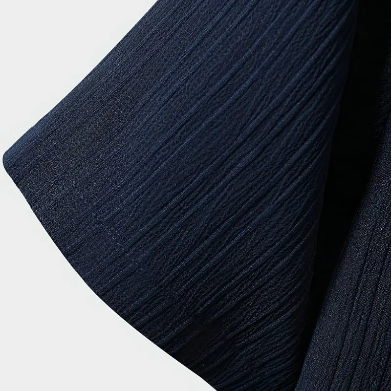 Summer Trend Men's Black Pleated Short Sleeve Shirt Shorts Suit Casual Street Boys Casual Suit - view 4