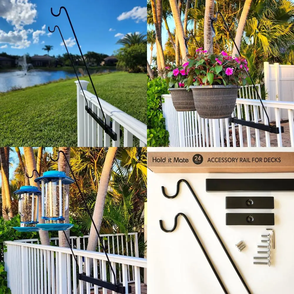 

Long Hook Kits for Vertical Deck Railings - Ideal for Bird Feeders, Light Flower Baskets, Chimes, and More
