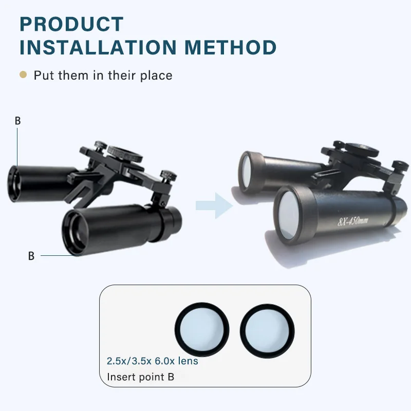 den  tal Loupes 6x/ 8x Led Binocular Magnifier Headlight Lamp Medical Headband Adjustable Headlamp Magnifier LED Binocular Loupe