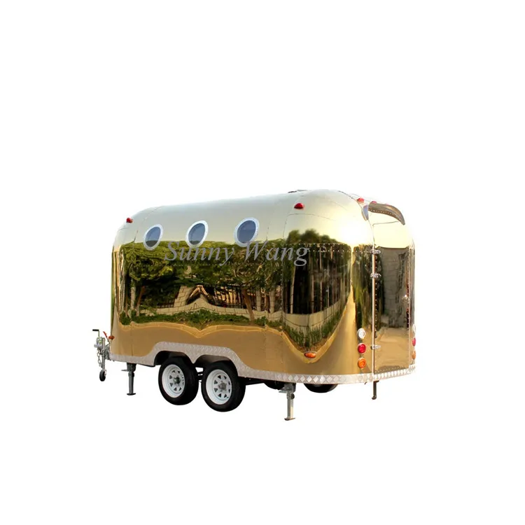 4 メートルの長さのミラーのステンレス鋼の食品トレーラー販売のための移動式中古フード トラック