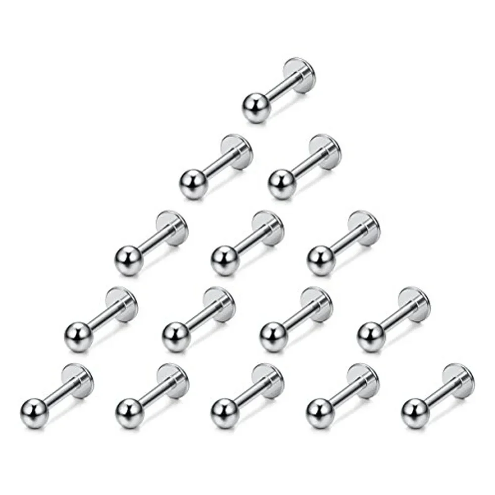 15PC/set Stainless Steel Lip Rings Labret Nose Studs Piercing Labret Monroe Nose Studs Ear Tragus Helix Earring 6/8/10mm