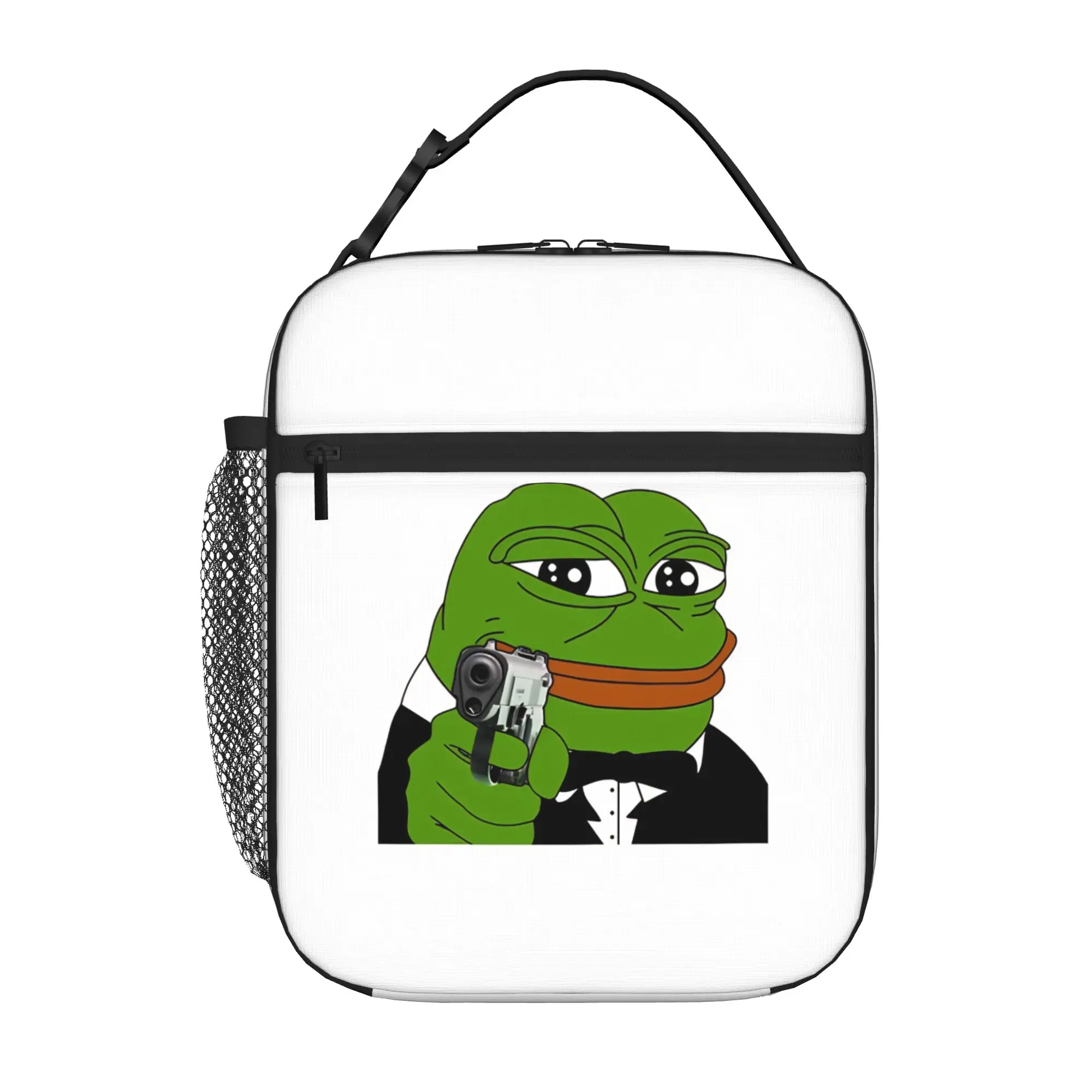 1 Piece Portable Lunch Container amphibian Zipper Closure Durable Pocket Pepe the Frog For Lunch Box Bag