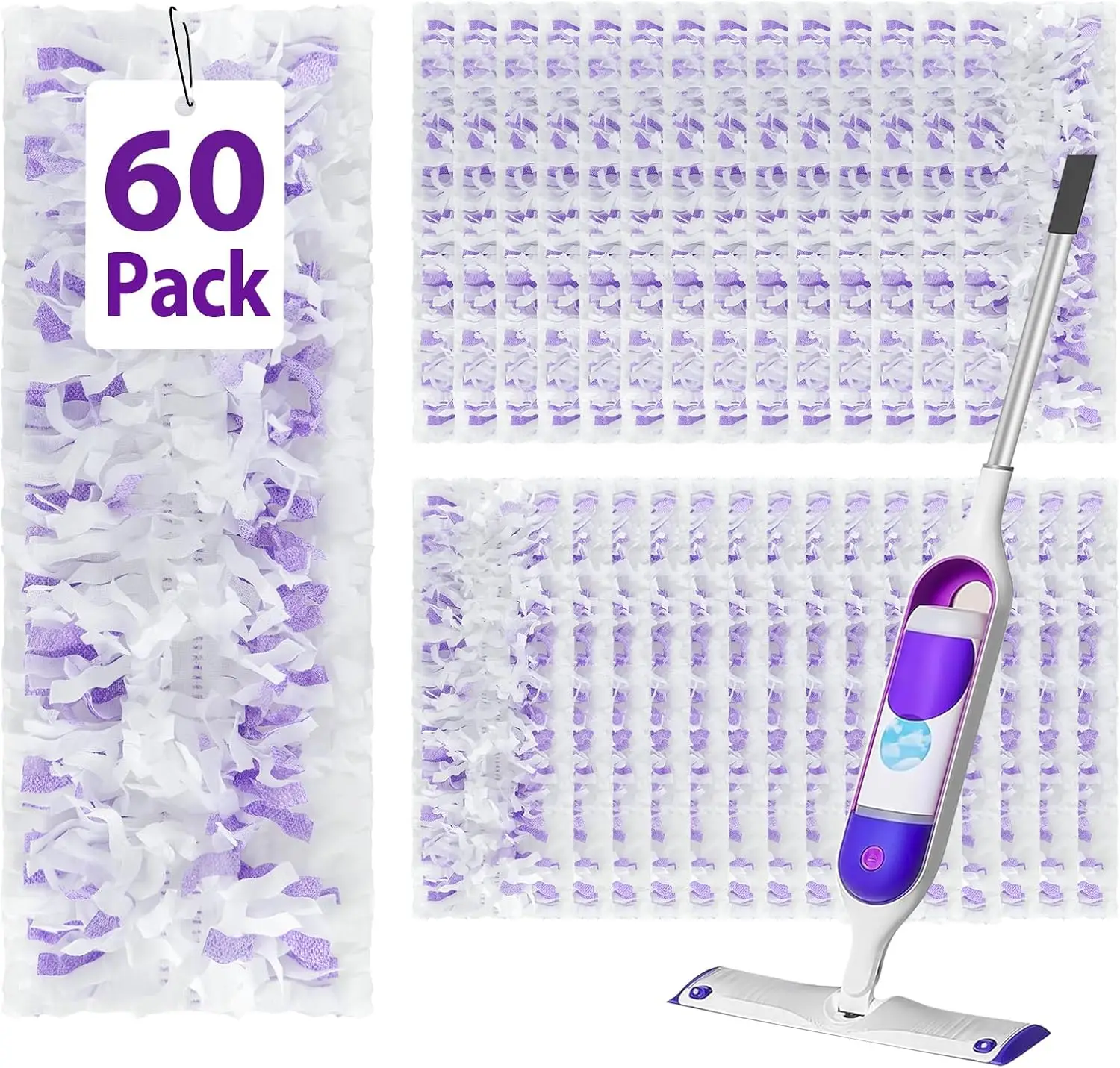 

60-Count Disposable Mop Refills, Extra Absorbent for Dust and Hair, Fits All Power Mop Models
