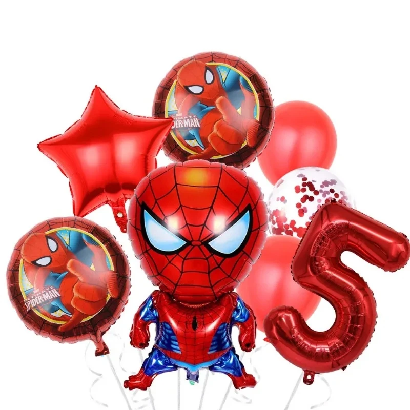 Marvel Avengers Theme Birthday Party Decoration Digital Cartoon Game Iron Man Spider Man Aluminum Film Balloon Set