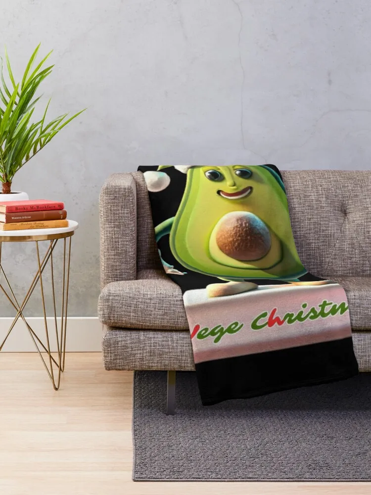 Vege christmas, Avocado chwistmas, Funny avocado with santa claus hat, Throw Blanket Comforter Thin for babies Flannels Blankets