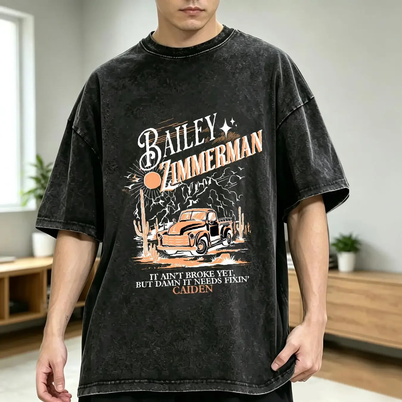 washed T Shirt NEW Bailey Zimmerman black Short sleeve S 5Xl fan YY1200 vintage Washed streetwear Slightly graphic fashion