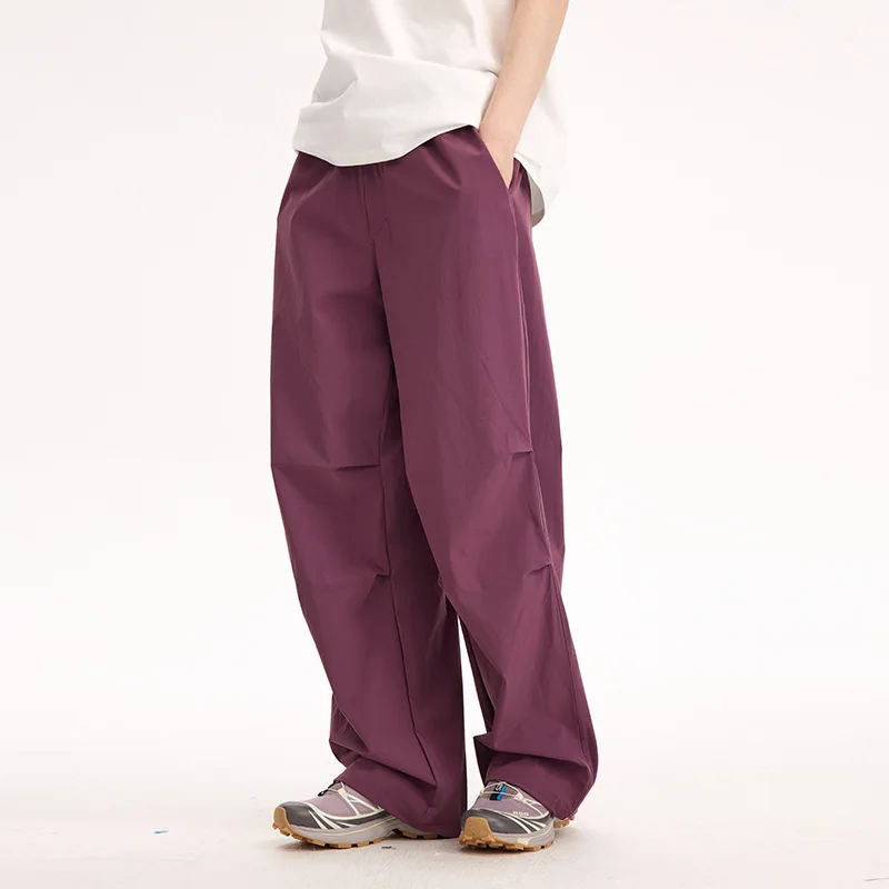 경량 방수 빠른 건조 태양 보호 낙하산 바지 야외 하이킹 느슨한 미국 스타일 캐주얼 바지 남성용 TVV7