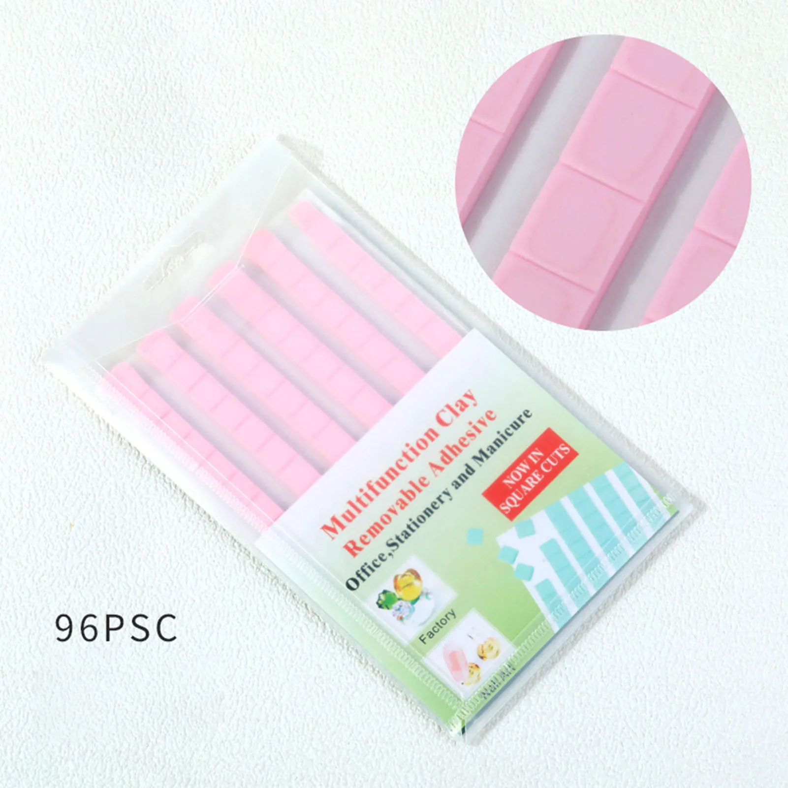 96pcs No Trace Nail Clay White/Green/Pink Removable Mounting Tacky Putty for School Home Office Shops