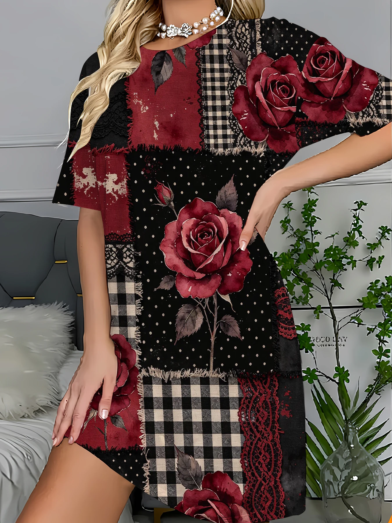 Y2K Graphic Print Sleep T-Shirt Dress Women Loose Loungewear Nightgown