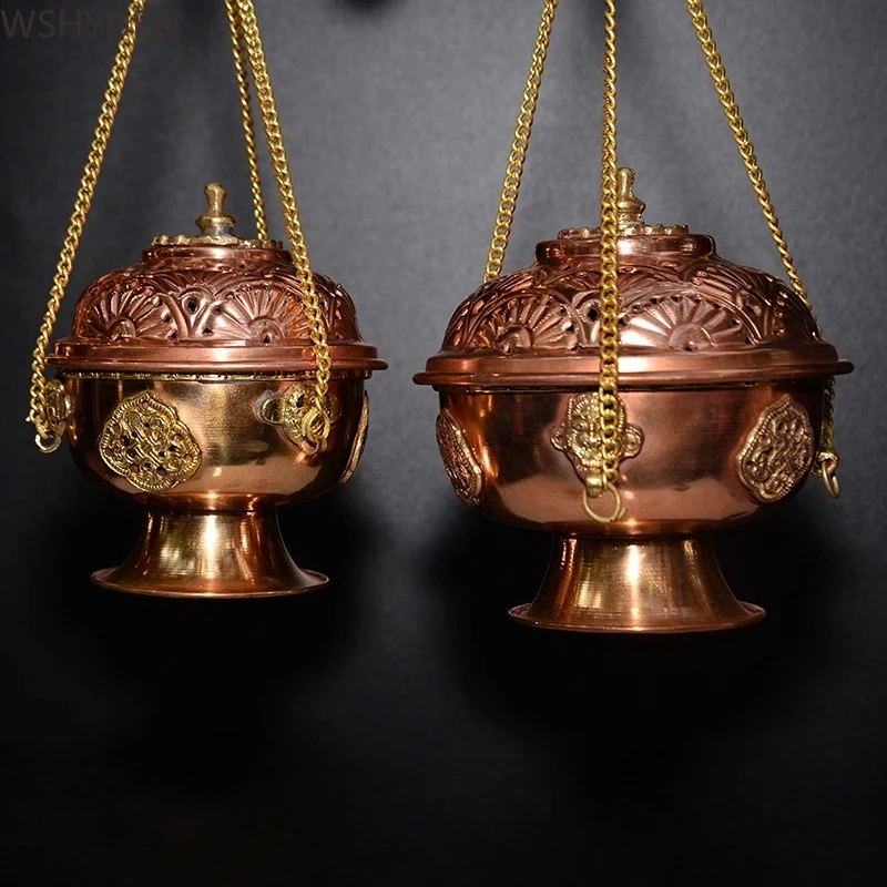 

Copper Appliance Hanging Type Eight Auspicious Plate Incense Burner Incense Road Tibetan Household Indoor Hollow Incense Burner