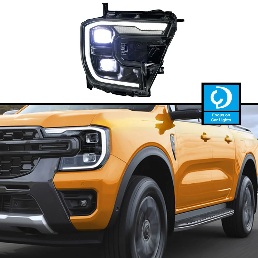 Car Front Headlight For Ford Ranger 2022 Everest Endeavour LED HeadLamp Styling Dynamic Turn Signal Lens Automotive 2PCS