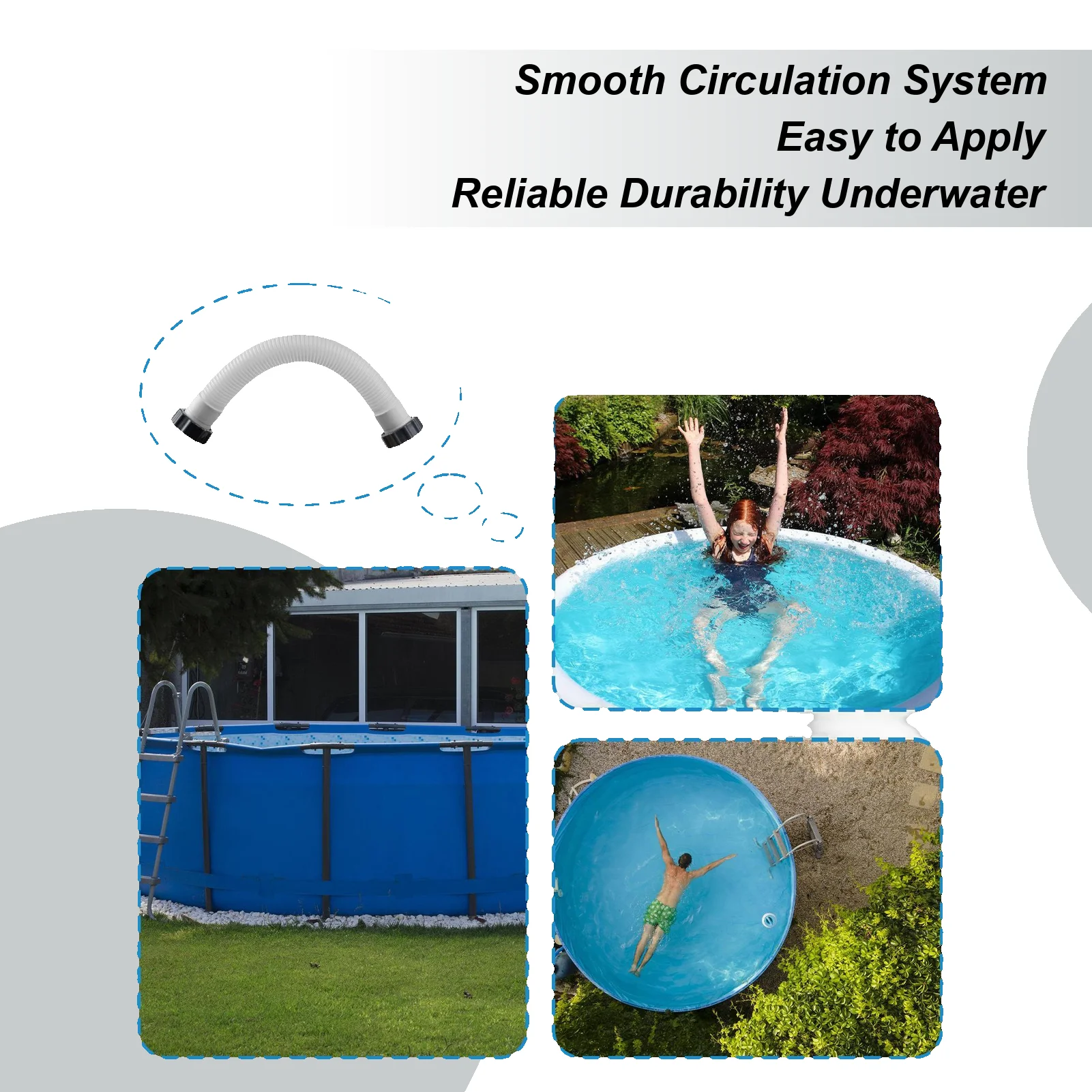 Pool Hose Upper Ground Pool Filter Hose Pipe Parts 1.5inch Connection For Sand Saltwater Systems Swimming Lawn Garden