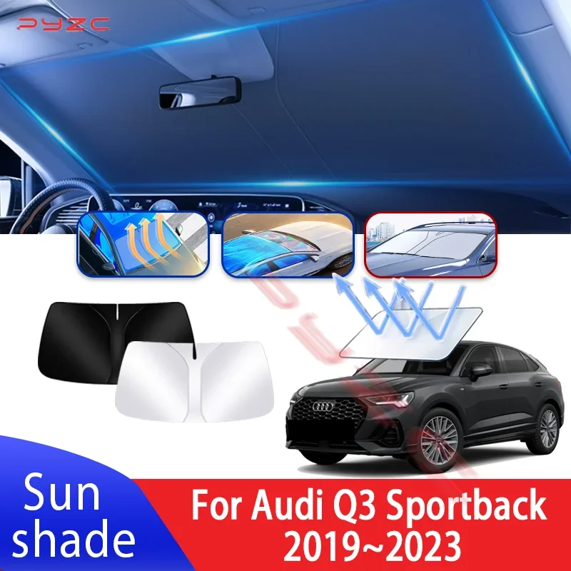 

Car Sun Visor For Audi Q3 Sportback 2019~2023 2020 MK2 Auto Front Windshield Sunshade Heat Insulation Summer Cooling Accessories