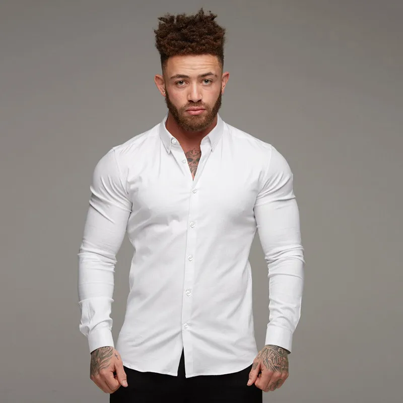 

Fitn Men's Long Sve irt Running Sport Slim Busin Waist Inward No Ironing Muscle Man Faion Urban Youth irt