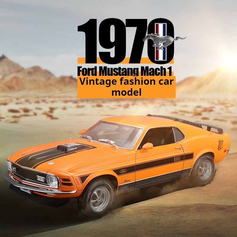 

1:18 Maisto 1970 Ford Mustang Machine Orange Blue Old Master Car Model Die Casting Alloy Car Model Ornament Collection Gift Boy