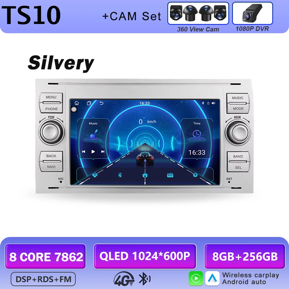 Android autoradio AUTO Carplay voor FORD C-Max Connect Fiesta Fusion Galaxy Kuga Mondeo S-Max Transit Focus GPS multimediaspeler