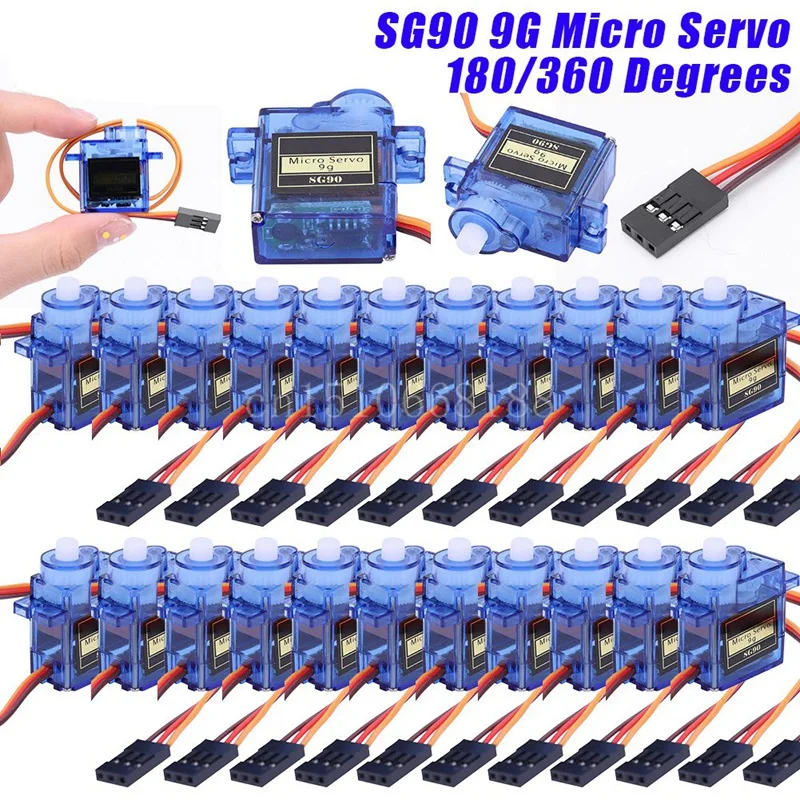 10PCS SG90 9G Mini Servo Servo Motor for RC Planes Robot Arm Fixed-Wing Servo Motor Control for Airplane 180°