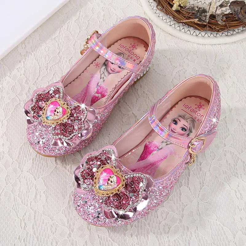 new Elsa Shoes For Girls Cartoon Leather Children Shoes Princess Kids Shoes Girl Sandals Dress Snow Queen Sandal