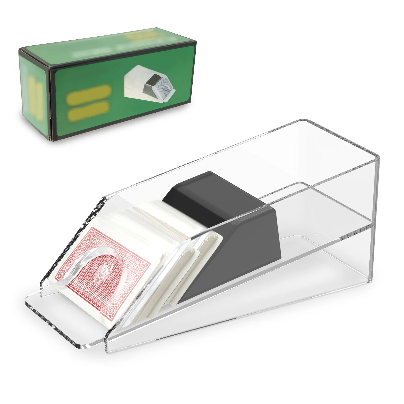 

Premium Acrylic Blackjack Card Shoe Heavy Duty Design Holds Multiple Decks for Home Games Tournament Multi Deck Card Tray