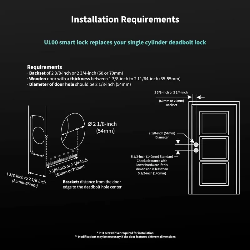 Aqara kunci pintar U100, kunci pintu masuk tanpa kunci sidik jari dengan kunci rumah Apple, Keypad layar sentuh, Deadbolt elektronik Bluetooth