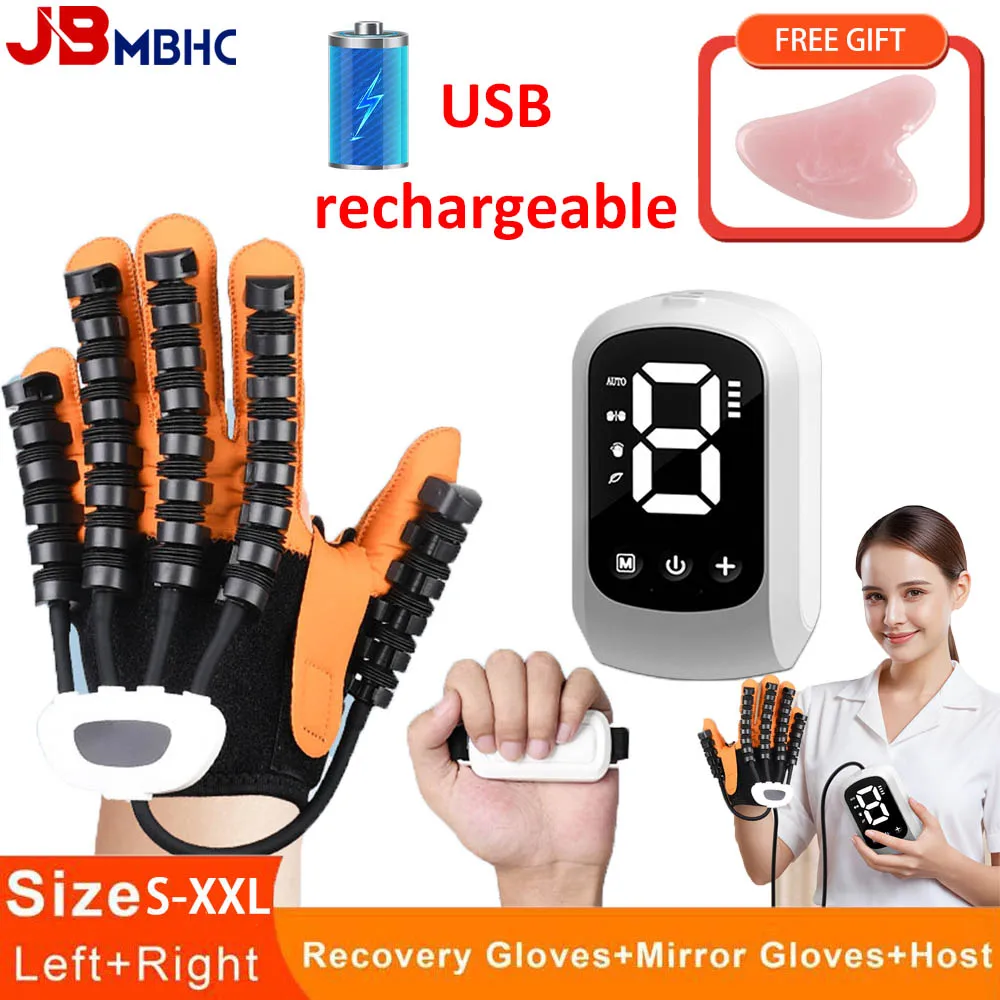 

Rechargeable 4 Modes Rehabilitation Robot Gloves for Stroke Hemiplegia Recovery Robotic Hand Finger Trainer Adjustable Strength