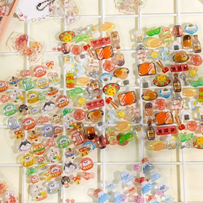 Kawaii Sushi 3D-Kristall-Aufkleber Kreative Glücksbringer-Katzen-Relief-Handyhülle CCD-Dekorationsaufkleber Schüler-Belohnungsgeschenk