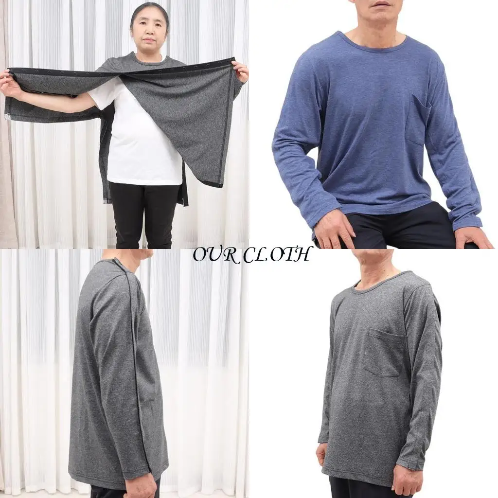 

Full Tear Away Long Sleeve Chemo Port Access Shirt Chemotherapy Must Haves Side Post Shoulder Surgeries Shirt Y1AC