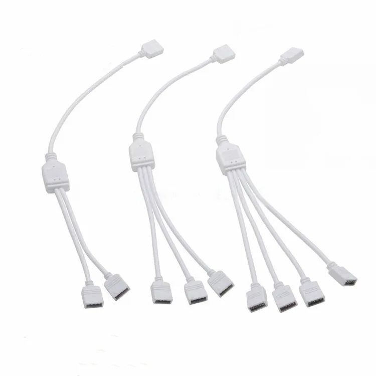 RGB LED Strip Light Link lines Solder-Free Connecting Cable 4pin One Drag Multi-Head Tap Wire Split Two/Three/Four White Cable