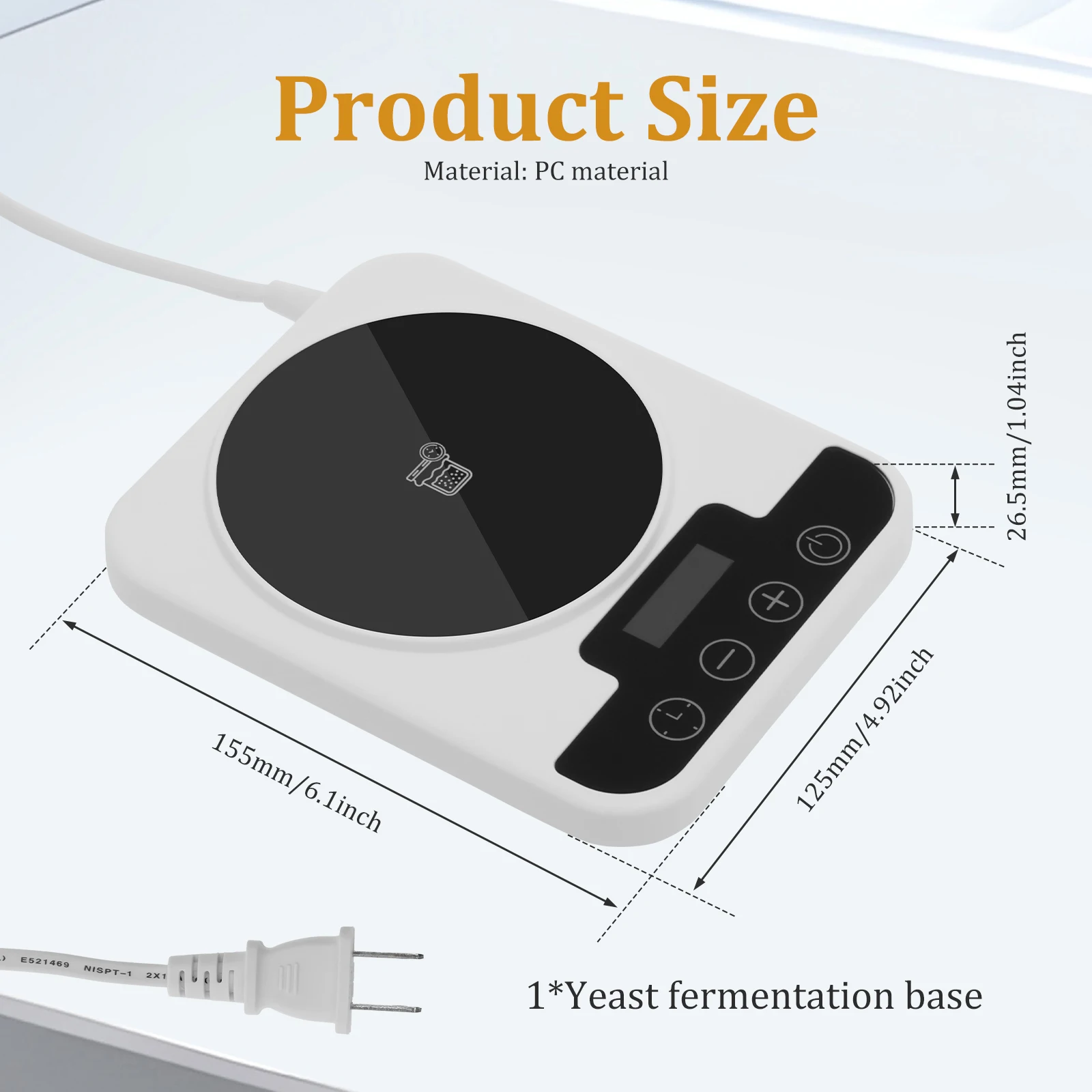 1 قطعة ترموستات تخمير الخميرة العجين المخمر كاتب أكثر دفئا 70 ° F إلى 100 ° F حصيرة تدفئة العجين المخمر قاعدة تخمير مؤقت لمدة 12 ساعة