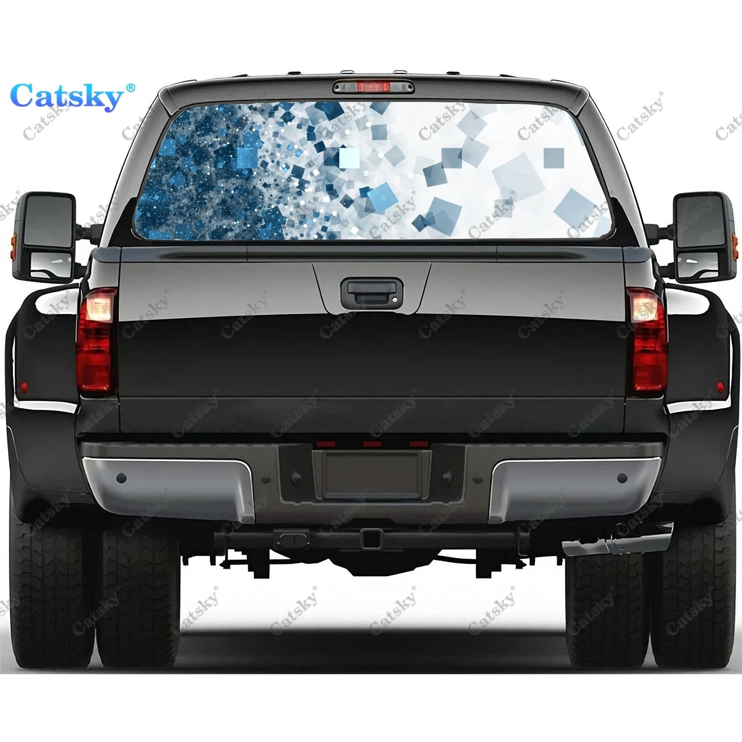 

Abstract Square Rear Window Decals for Truck,Pickup Window Decal,Rear Window Tint Graphic Perforated Vinyl Truck Sticker