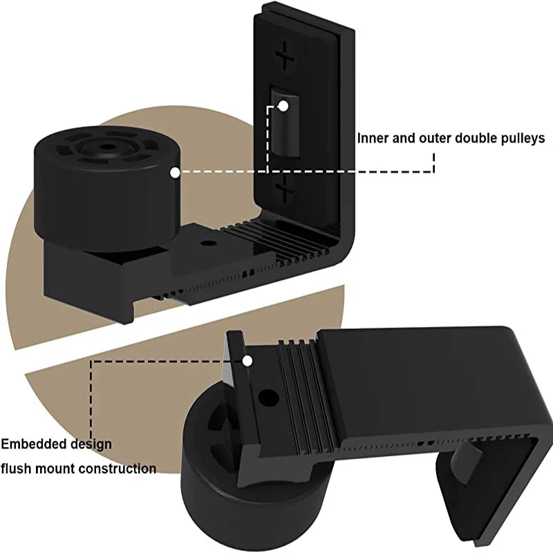 CCJH – porte à compartiment coulissant, Rail de sol réglable, Rail de fond mural/porte, accessoires de quincaillerie noirs