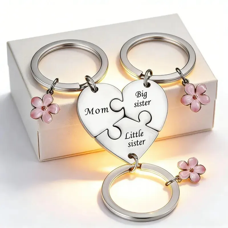 Mother Daughter Keychain for 3 Mother Big Sister Little Sister Keychain for 3 Sweet Meaningful Gift for Mom for Mother's Day