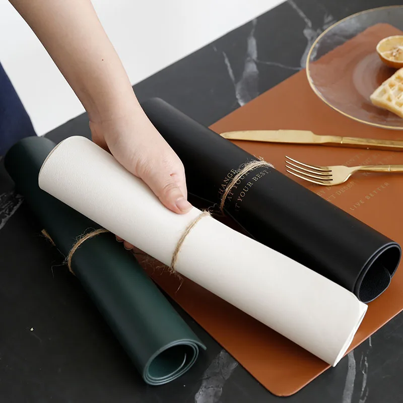 Premium Pu Leather Rectangular Table Placemat with Water Repellent Non Slip Heat Insulated for Restaurant Wedding Table Setting
