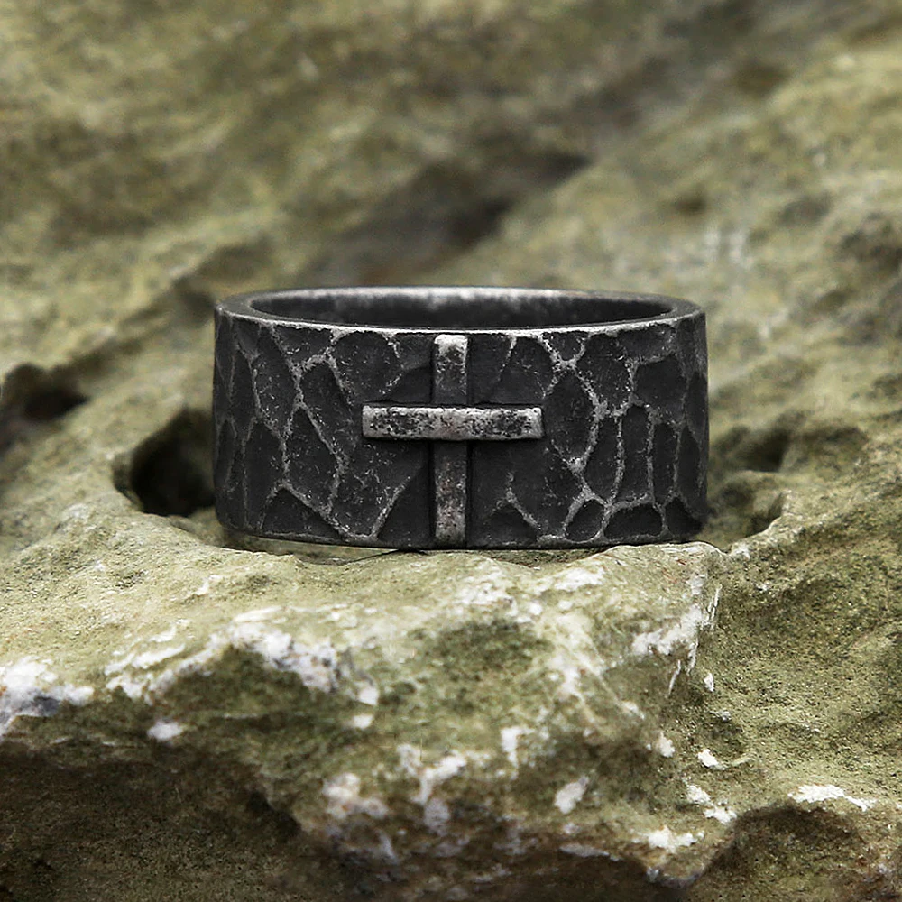 Vintage Unique Stainless Steel Cross Rings For Man Women Punk Hip Hop Fashion Simple Biker Ring Amulet Jewelry Gift Dropshipping
