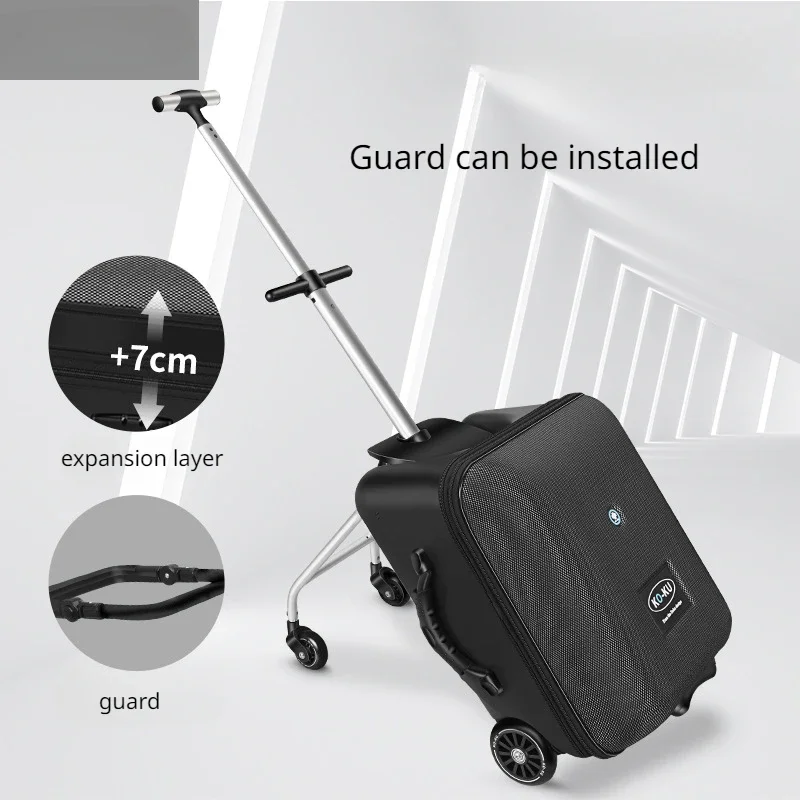 20 inch Travel Suitcase Kids' Riding Carry On Luggage Boarding Rideable Scooter Travel Trolley Cart Suitcases Rolling Luggage