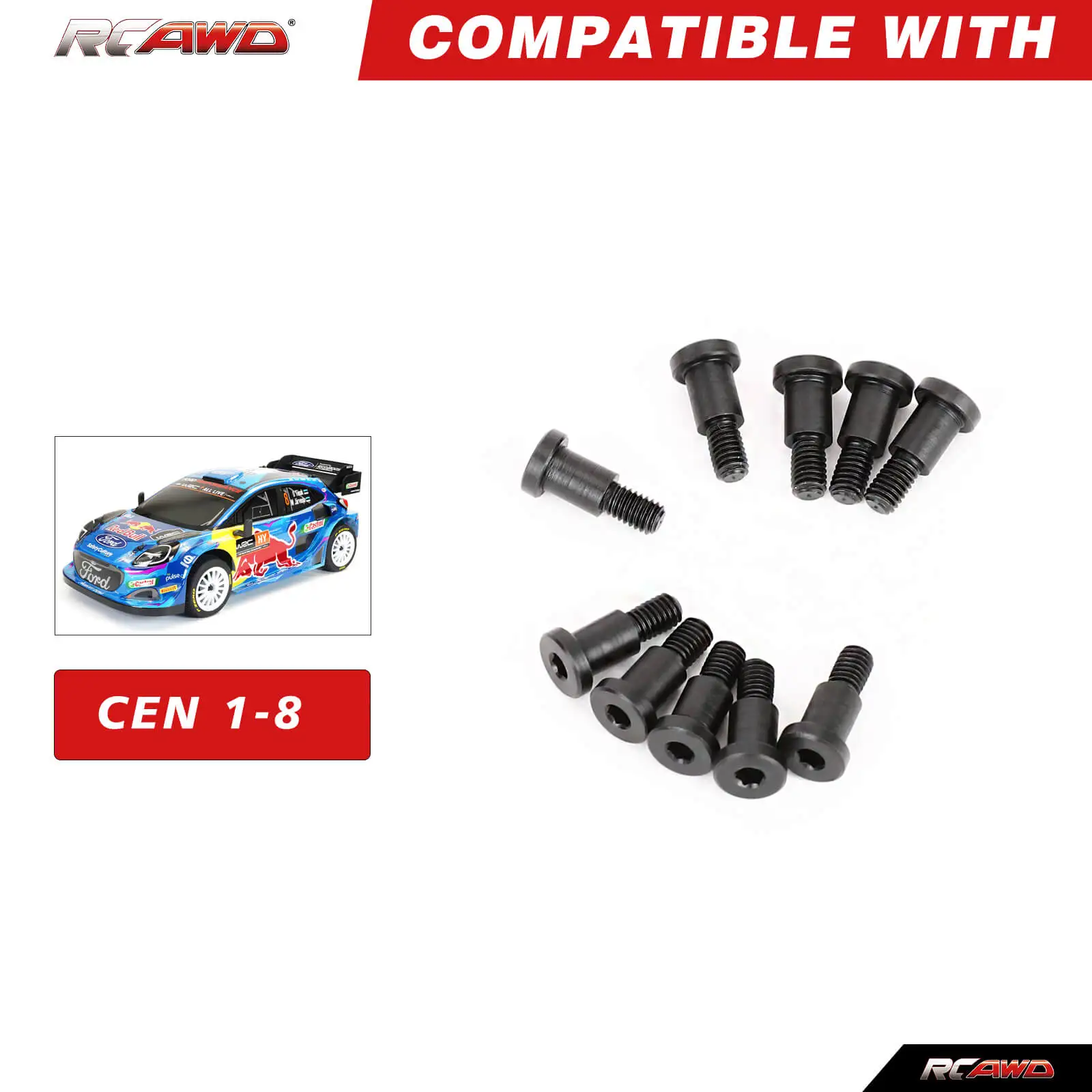 RCAWD 10pcs Hexagonal Screw for Rc CEN 1/8 Rally Car Upgrades Parts for Steering Assembly M3*12MM 4MM Unthreaded Length 5MM