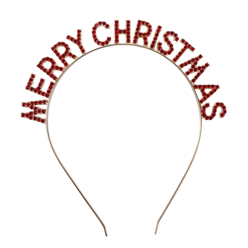

Dree Up New Year Headdress Christmas Gift Korean Style Hair Hoop Merry Christmas Headband Female Jewelry Rhinestone Crown