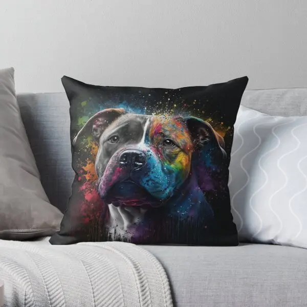 

Staffordshire Bull Terrier Synesthetic S Printing Throw Pillow Cover Office Home Sofa Comfort Pillows not include One Side