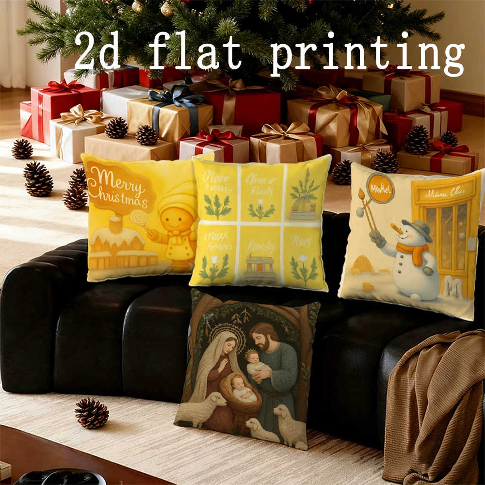 

Home Decor Christmas-themed Decorative Pillow Covers Pattern Cushion Cover Suitable for Sofa Bedroom Car Pillow Cover