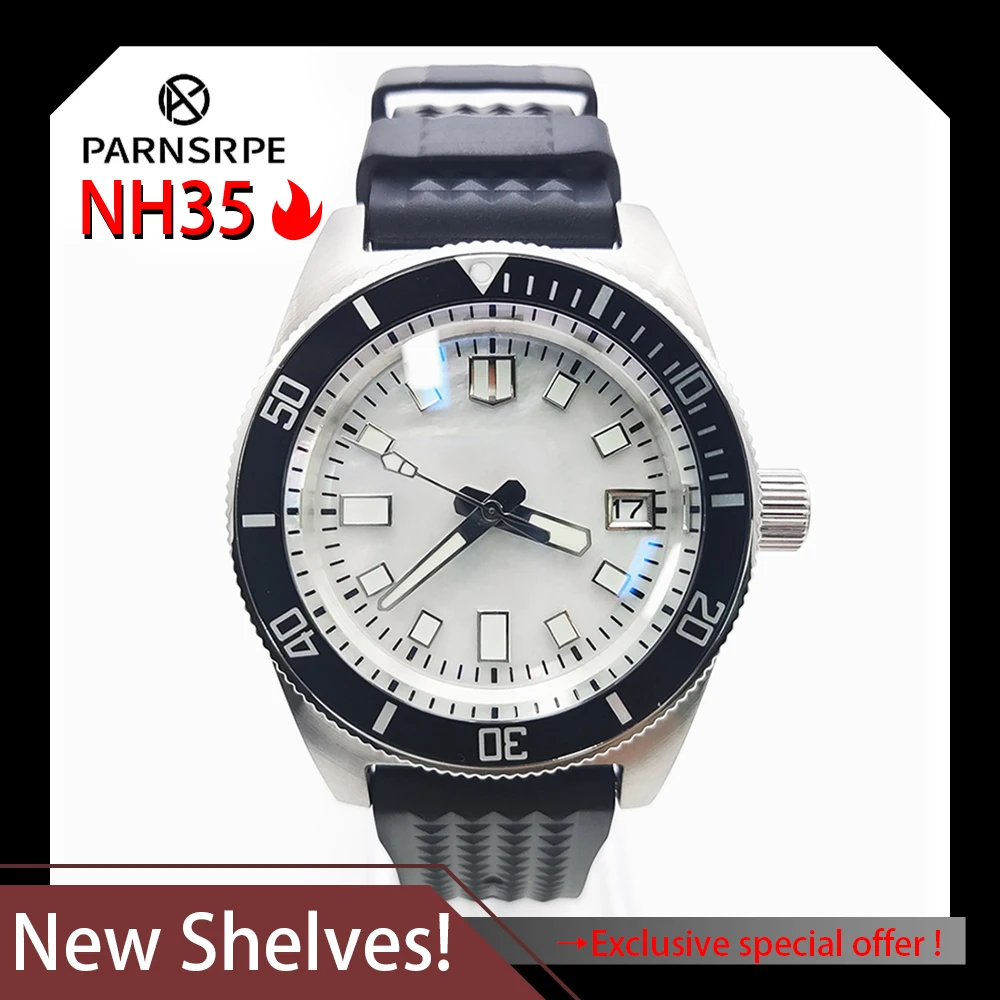 Retro Luxury Diver Watch 40mm NH35A Automatic Mechanical Men Watch Sapphire Waterproof Luminous Silver dial Rubber strap